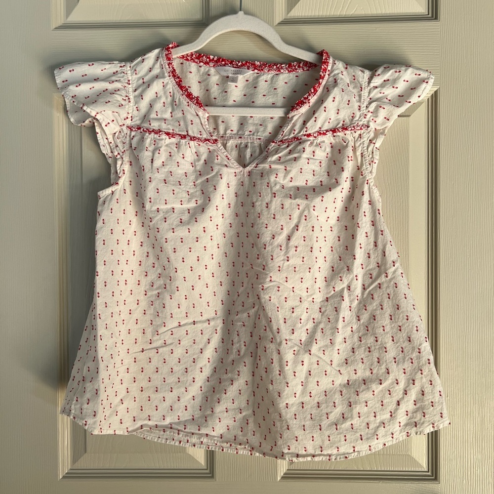 💰⬇️ CLOSET CLEAROUT Lauren Conrad | White & Red Floral/Polka Dot Top | L